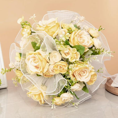 Ochine Bride & Bridesmaid Bouquets for Wedding, Wedding Bouquets for Bride Bridesmaid, Silk Bride Bridesmaid Hand Holding Flower Bouquet for Valentines Day Decor Wedding Party Supplies Home Decor
