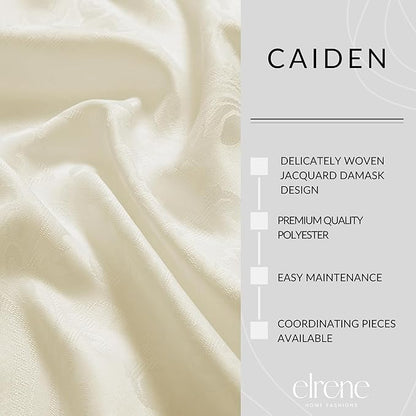 Elrene Home Fashions Caiden Elegance Damask Waterproof, Stain & Wrinkle Resistant Fabric Placemats (Set of 4), 13" x 19", Ivory