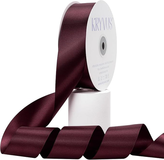 Burgundy Satin Ribbon, Double Faced 2 Inch X 50 Yards Burgundy Ribbon, Premium Satin Ribbon for Gift Wrapping, Crafts, Hair Bow Making, Sewing, Flower Bouquet, Wedding Party Decor