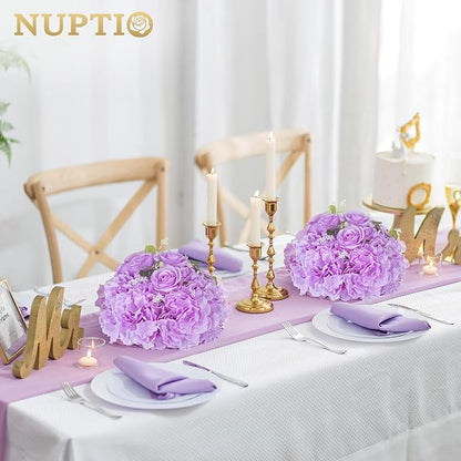 NUPTIO Flower Ball Arrangement Bouquet: 10 Pcs 11.8 inch Diameter Light Purple Rose Fake Flowers Balls for Wedding Centerpiece Decorations Artificial Flower Centerpieces for Tables
