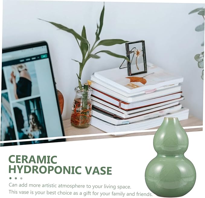 Creative Gourd Shaped Ceramic Vase Smooth Surface Desktop Flower Display Container Home Decoration Flower Arrangement Gift