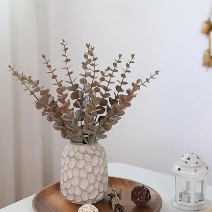 YXZZWL 110 Pcs 5 Kinds Mixed Artificial Eucalyptus Stems and Faux Berry,Autumn Fake Eucalyptus Leaves Stems Bulk Branches for DIY Bouquets Floral Arrangement Wedding Home Fall Decorations (Orange)
