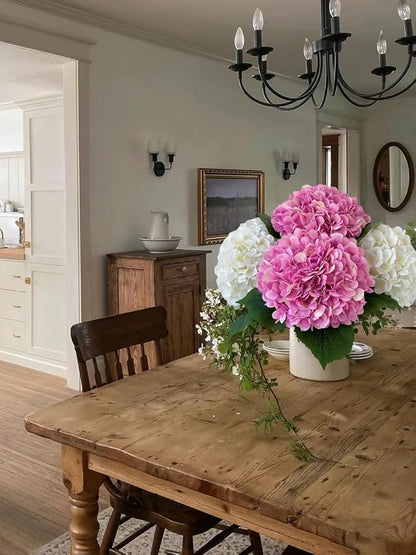 YalzoneMet 4Pcs White Silk Hydrangeas Artificial Flower Natural Lifelike Big Blooms 20'' Long Stem Faux Hydrangea Flower Bouquets for Home Party Indoor Outdoor Wedding Table Centerpiece Decor