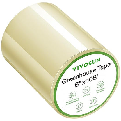 VIVOSUN Greenhouse Repair Tape, 6.3 mil 6" x108' Weatherproof Clear Poly Patch Tape, Heavy Duty Greenhouse Sheeting Coverings Film Tape for Plastic Sheeting and Tents