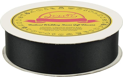 Black Double Face Satin Ribbon 1 inch X 25 Yards Spool Very Suitable for Weddings Gift Package Wrapping Dancer Wand Sewing Party Hair Bow Invitation Decorations and More
