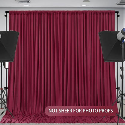 Burgundy Backdrop Curtain 2 Panels-Wrinkle-Free Champagne Curtains Polyester Photography Drapes for Baby Shower Birthday Party Photo Background Backdrop Stand- 8 X10FT (Burgundy)