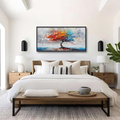Colorful Tree Wall Art Abstract Rainbow Tree of Life Pictures Wall Decor Large Modern Vibrant Canvas Prints Framed Artwork Home Decorations for Bedroom Living Room Dining Room Office Hotel 60"x30"