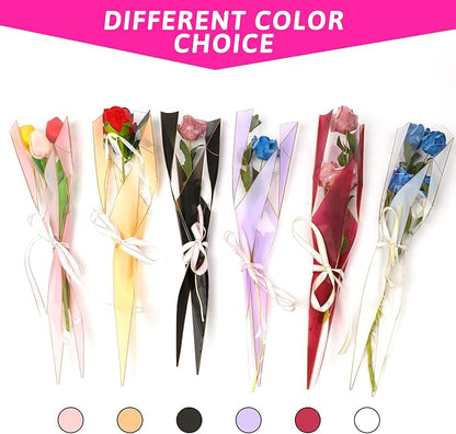 FOIMAS 120pcs Single Flower Sleeves Wrapping Bags Single Rose Florist Bouquet Packaging Bags for Floral Arrangement Supply Wedding Valentine's Day Mother's Day