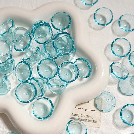 80Pcs Acrylic Clear Flower Bead Caps for Jewelry Making, Transparent Bell Charms, Semi-Round Floral Beads Bulk with Wavy Edge, Jellyfish Beads for Wind Chimes DIY Craft Key Chains-13 * 22mm