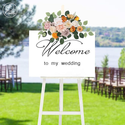Wedding Arch Flowers Kit,Artificial Flower Arch Decor,2pcs Artificial Flower Arrangement for Wedding Decor Reception Backdrop Floral Decorations (Orange White)