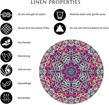 Mandala Round Placemat Set of 4 Elegant Linen Table Mats for Dining, Heat Resistant, Stain Resistant Perfect for Dinner Parties, Restaurants, and Everyday Use