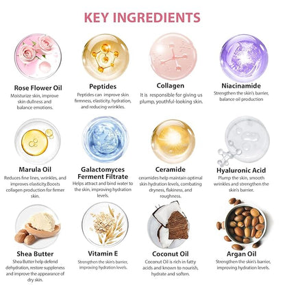 Rose 23 Pcs Facial Skin Care Set, Luxury Bath and Body Gifts for Women, Spa & Self-Care Gifts, Sheet Mask, Eye Mask, Gua Sha, Cream, Face Oil, Birthday, Christmas, Valentines, Mother Day, Girlfriend
