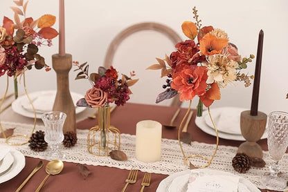 Artificial Flowers Combo Box Set Burnt Orange Fake Flower Leaf Box with Stems for DIY Wedding Bouquets Centerpieces Arch Arrangement Baby Shower Party Home Decorations