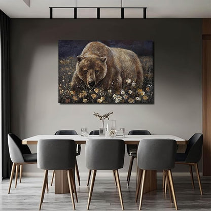 LEVERUP Large Nature Wall Art Bear Canvas Wall Pictures Colorful Home Decor for Living Room Bedroom Hotel 32×48 Inch Modern Hallway Decorations