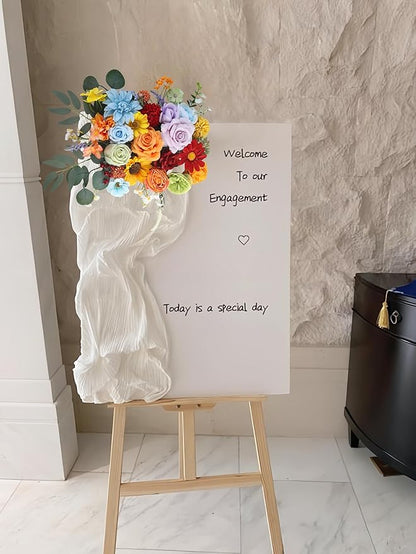 Multi Use Rainbow Colorful Artificial Flowers Combo, Fake Roses Silk Sunflower with Stems for DIY Bridal Wedding Bouquets Baby Shower Floral Arrangements Centerpiece Party Home Decorations (Rainbow2)