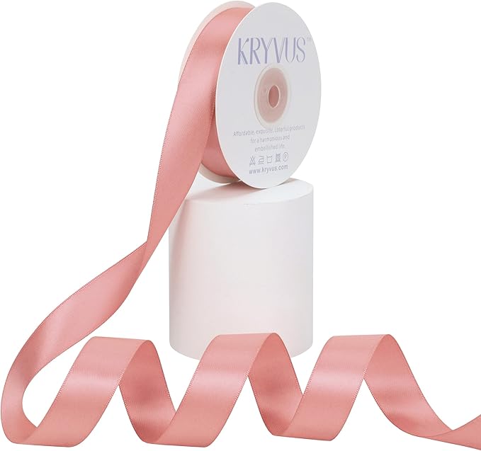 Rose Gold Satin Ribbon, Double Faced 7/8 Inch X 25 Yards Rose Gold Ribbon, Premium Satin Ribbon for Gift Wrapping, Crafts, Hair Bow Making, Sewing, Flower Bouquet, Wedding Party Decor