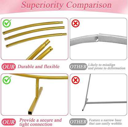 7.2FT Circle Balloon Arch Stand for Floor Round Arch Backdrop Stand for Parties Flower Balloon Arch Frame Kit Flower Gold Metal Arches Backdrop for Birthday Party Wedding Christmas Decorations