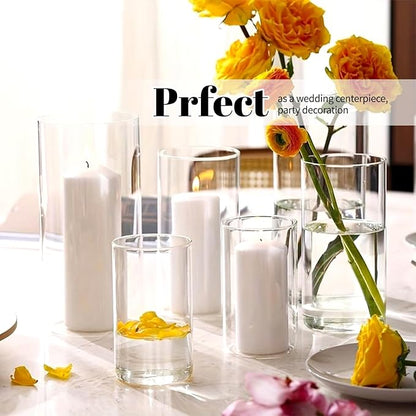 12Pack Glass Cylinder Vases for Centerpieces - 10 Inch Tall Flower Vase for Wedding Decorations, Floating Candle Holder Vase Bulk,Glass Hurricane Candle Holders for Table Shelf, Party, Home Decor