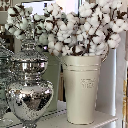3 PCS 12 Inch Rustic Galvanized Flower Vases, Farmhouse French Buckets for Beautiful Floral Arrangements, Home Decor or Weddings and Events