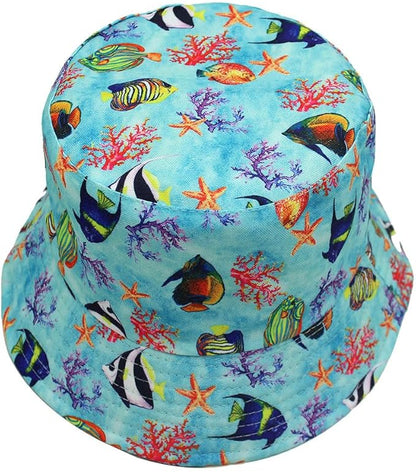 Quanhaigou Bucket Hat for Men Women,Packable Reversible Printed Sun Hats,Fisherman Outdoor Summer Travel Hiking Beach Caps