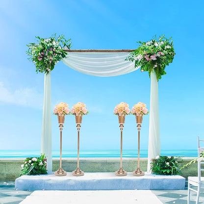Trumpet Flower Stand, Versatile 10 Pcs Metal Wedding Vase with Counterweight Base Good Stability Light Compact and Easy Carry Electroplating Process Vintage Metal Trumpet Vase for Cafes Bars Hotels