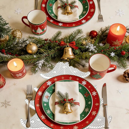 Lot of 6 Christmas Placemats, Placemats Decorations Table Mats Hollow Out Vinyl Place Mats for Dining Table Setting Kitchen Table Mats Christmas Decoration (Silver Christmas Tree)