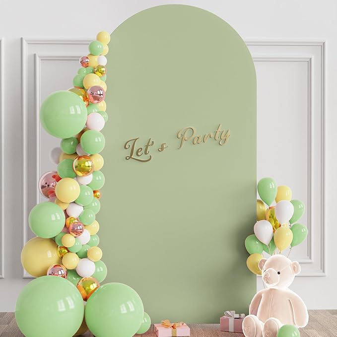Wokceer 6.6FT Wedding Arch Cover Spandex Fitted Wedding Arch Stand Covers Round Top Sage Green Chiara Arch Cover for Birthday Party Ceremony Banquet Decoration
