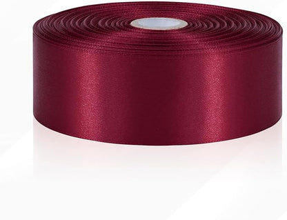60 Yards Wine Red Satin Ribbon 1-1/2 Inch, Solid Burgundy Polyester Fabric Ribbon for Gift Wrapping, Crafts, Flower Bouquet, Wedding, Festival, Christmas, Halloween