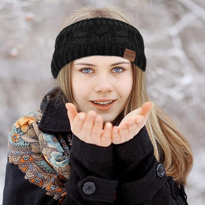 Loritta Womens Ear Warmers Headbands Winter Warm Fuzzy Cable Knit Head Wrap Fleece Lined Gifts