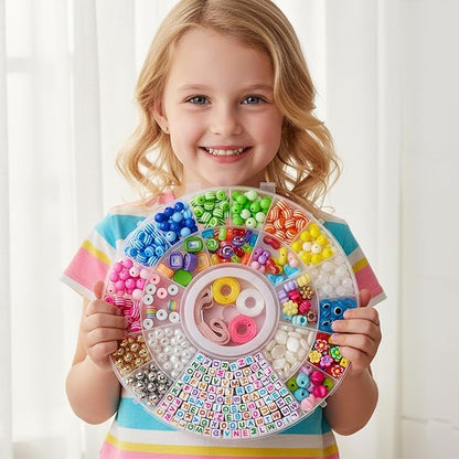 Bead Bracelet Making Kit-600PCS Beads for Friendship Bracelet Making Kit Multicolor Bead Letter Alphabet Stars Heart Ojo Pony Beads for DIY Necklace Jewelry Accessories Christmas Gift for Kids Girls