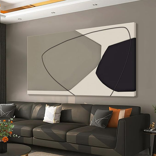 Abstract Wall Art Decor Canvas Art Wall Decor Minimalist Wall Art Geometric Color Block Canvas Artwork Paintings Black And Grey White Wall Art Modern Bedroom Art Office Home Decor Wall 20"X 40"