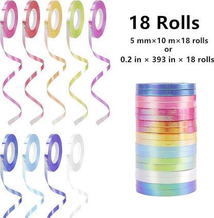 WELTOKE 72 Gift Bows Assortment with 18 Rolls Curling Ribbons, Holiday Bows for Gift Wrapping, Christmas Wrapping Ribbon, Crafting, Wedding, Party, Festival, Florist Flower(9 Rainbow Colors)