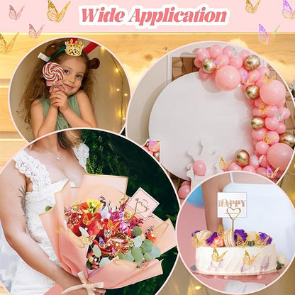 512Pcs Flower Wrapping Paper Kit with 120 Sheets Waterproof Floral Wrapping Paper 3D Butterfly Decor Crowns,Bouquet Pins Ribbons,DIY Crafts for Mother's Day Valentines Graduation Birthday Gift