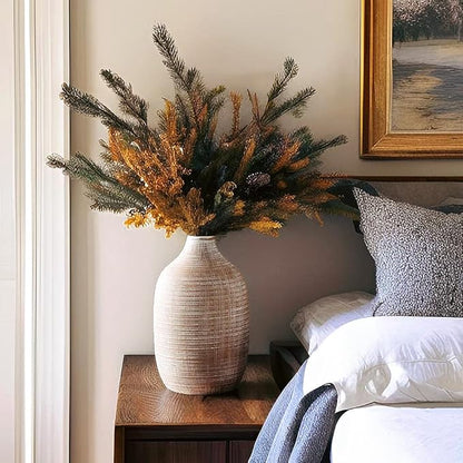 ALMA 9 in Narrow Mouth Terracotta Vase for Pampas Grass|Rustic Vases for Modern Farmhouse |Ceramic Boho Vase for Coffee Table Decor, Entryway Table, Bookshelf, Mantel Decor
