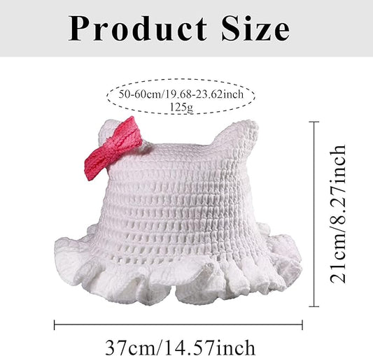 Crochet Bucket Hat for Women Flower Knit Hat Hollow Out Foldable Cap Hats