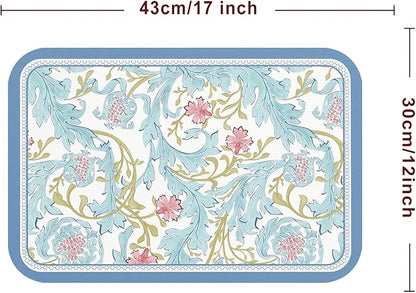 patdrea Red Blue Flower Rectangular PVC Placemats, Pack of 6, Waterproof Insulation, Soft and Durable, Suitable for Dining Table, Kitchen and Coffee Table Decoration,12"*17"
