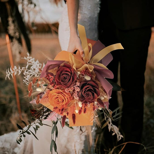 HUACHIPLUS Natural Eternal Flowers Gift: Preserved Flowers Bouquet, Anniversary, Birthday, Mom Gifts for her-Flowers for Delivery Prime-Purple Forever flower arrangement (Ancora Red)