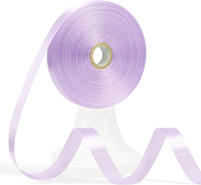 60 Yards Light Purple Ribbon 1/2 Inch, Solid Satin Ribbon for Gift Wrapping, Crafts, Flower Bouquet, Wedding, Baby Shower, Festival, Christmas, Halloween