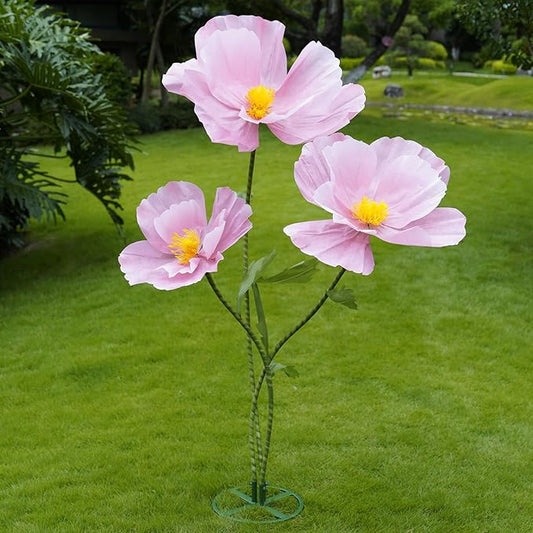 Giant Flowers for Decoration,Large Paper Flowers with Stand,Artificial Flowers for Home Decor,Wedding Background Decor,Shop Window Display,Photography Props,Banquet Party (Pink)