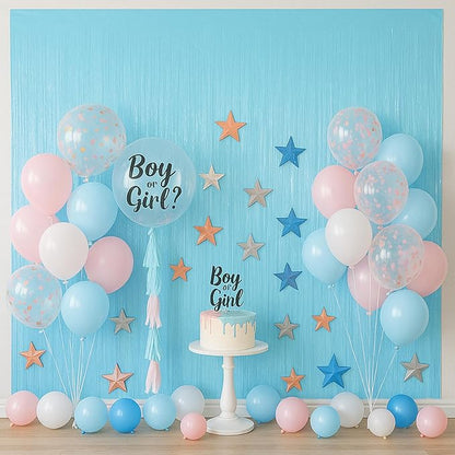3 Pack 3.3 x 8.2 ft Pastel Blue Foil Fringe Backdrop Curtains, Tinsel Streamers Birthday Party Decorations, Fringe Backdrop for Graduation, Baby Shower, Gender Reveal, Disco Party