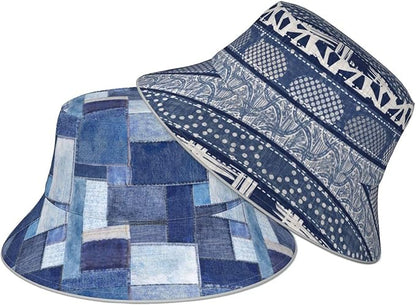 Bucket Hat Beach Summer Sun Hat Reversible Fisherman Hats Double Sided Wearing for Women Men Boys Girls