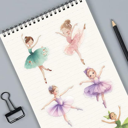50PCS Cartoon Ballerina Stickers, Waterproof PET Ballet Dancer Decals for Scrapbooking, Water Bottles, laptops, Journals, DIY Crafts & Gift for Girls Teens