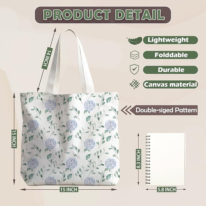 Flowers Tote Bag Gifts for Women, Canvas Aesthetic Reusable Grocery Bags Shopping Bags