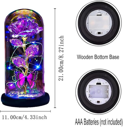 Womens Gifts for Christmas,Christmas Flowers Gifts for Women Mom Sister Grandma Wife Girlfriend, Rose Gifts for Mom,Xmas Gifts Her,Glass Flowers Light Up Rose for Women Purple