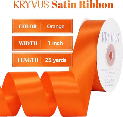 Premium Double Faced Satin Ribbon, 1 Inch X 25 Yards, Orange, Perfect for Gift Wrapping, Crafts, Wedding Decor