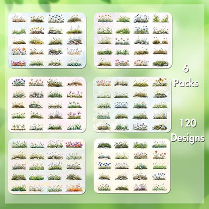 Scrapbook Flower Stickers(120Pcs) - journaling Stickers for Scrapbooking Adult Junk Journal Supplies Card Making Home Deco DIY Crafts Water Bottle