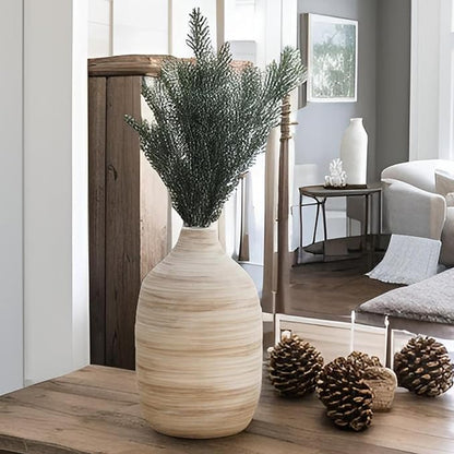 ALMA 9 Inch White Boho Vase for Modern Farmhouse|Ceramic Pampas Grass Vases|Decorative Rustic Vase for Home Decor, Modern Farmhouse, Coffee Table, Shelf, Mantel Decor