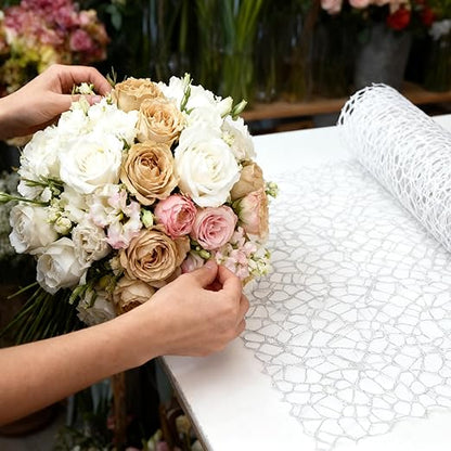 42cm*5Yards Papel Coreano para Flores, White Korean Wrapping Paper, Pearl Mesh Floral Wrapping Paper(Pure White)