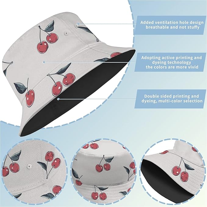 Bucket Hat for Women Men Unisex Sun Cap Packable Outdoor Fisherman Hat Headwear,Reversible Double-Side-Wear