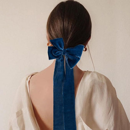 Dusty Blue Velvet Ribbon Handmade Fringe Fabric Ribbons for Crafts Flower Bouquet Wedding Decorations 2 Rolls 1 1/2 Inch x 2 Yd (4 Yards Total)